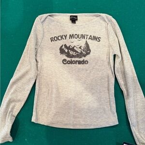 art class Gray Long Sleeve Tee with Rocky Mountains Print